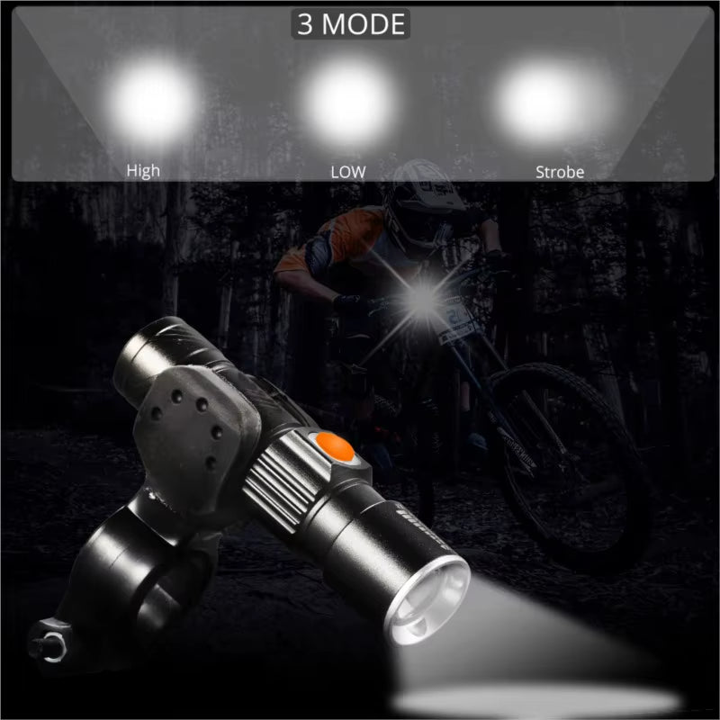 ZK30 3 In1 8000 Lumen Bike Bicycle Light USB Rechargeable LED Waterproof Super Bright Zoom Headlight Rear Light MTB Bike Light