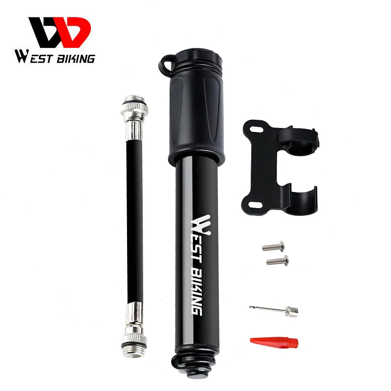 WEST BIKING Mini Aluminum Alloy Bicycle Hand Air Pump, Tire Inflator, Schrader Presta Valve, MTB Road Cycling Pump, 100Psi