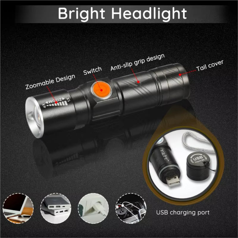 ZK30 3 In1 8000 Lumen Bike Bicycle Light USB Rechargeable LED Waterproof Super Bright Zoom Headlight Rear Light MTB Bike Light